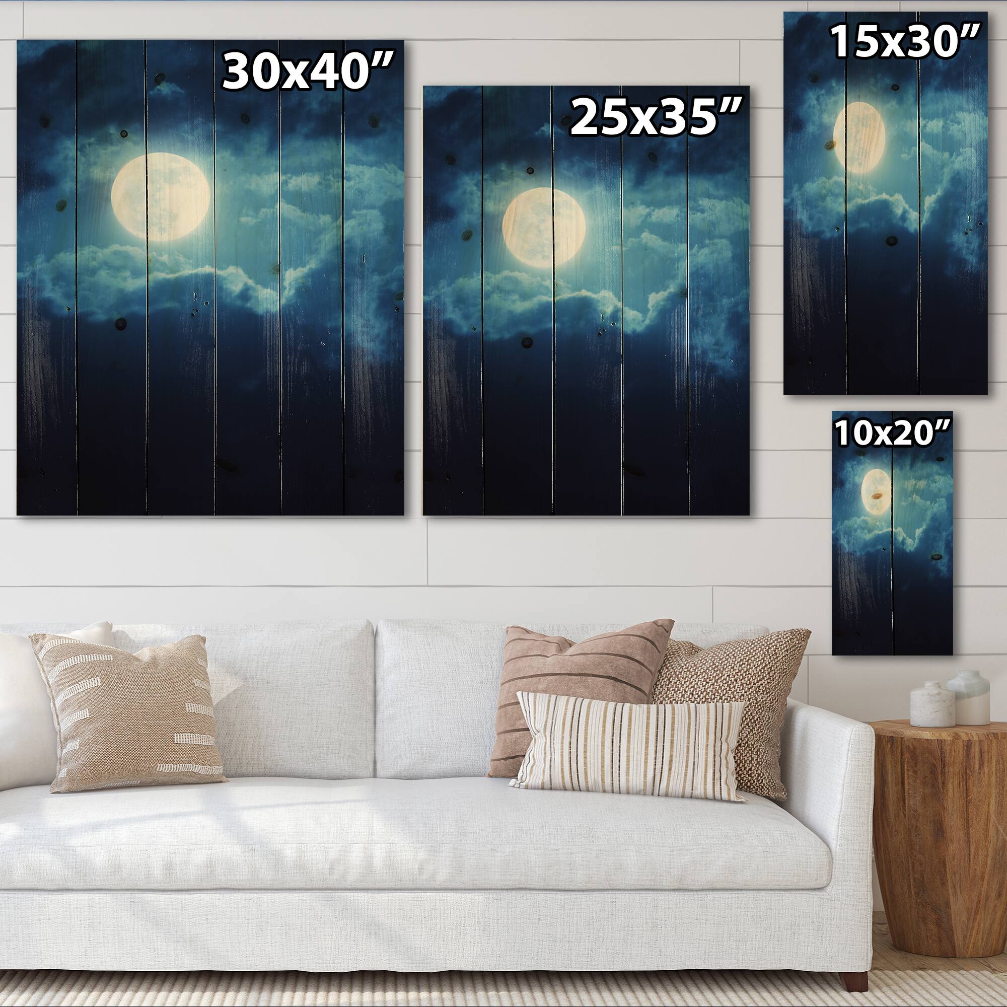 Designart - Full Moon In Cloudy Night Sky III